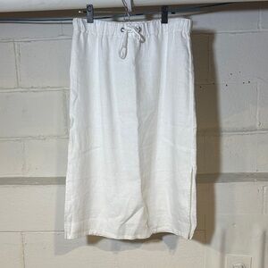 Eileen Fisher White Linen Drawstring Skirt